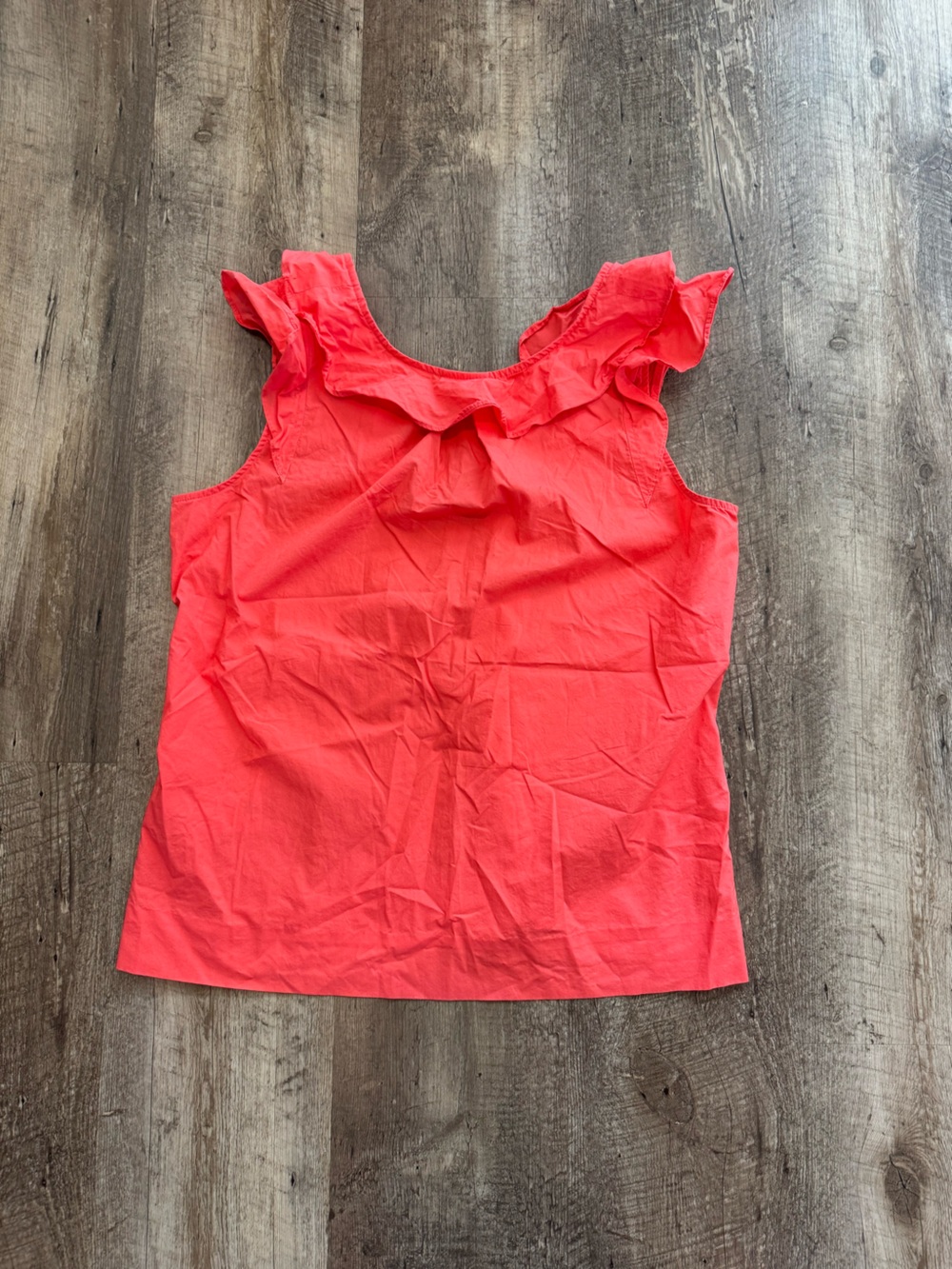 J. Crew Coral Ruffle Top 100% cotton